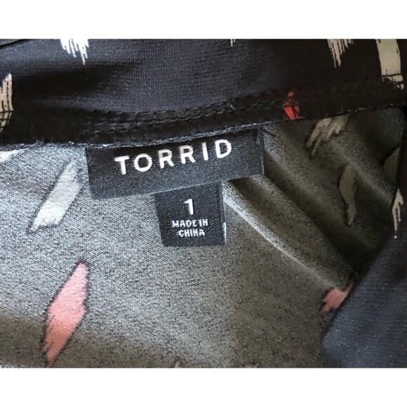 TORRID Womens Plus Size 1 1X Short Sleeve Faux Wrap Surplice Belted V Neck Dress - Picture 8 of 9